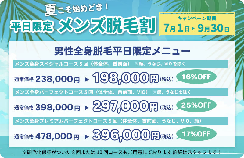 平日限定メンズ脱毛割