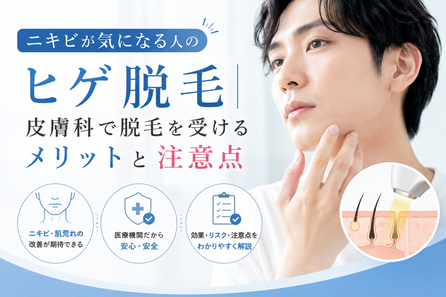ニキビが気になる人のヒゲ脱毛|皮膚科で脱毛を受けるメリットと注意点